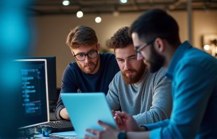 Developers collaborating on software project